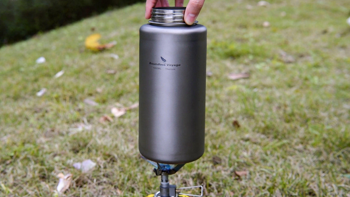 Boundless Voyage Titanium Bottle 1 Liter Single-layer Sports Water Bottle Ultralight Leakproof Drinkware for Outdoor Camping Hiking