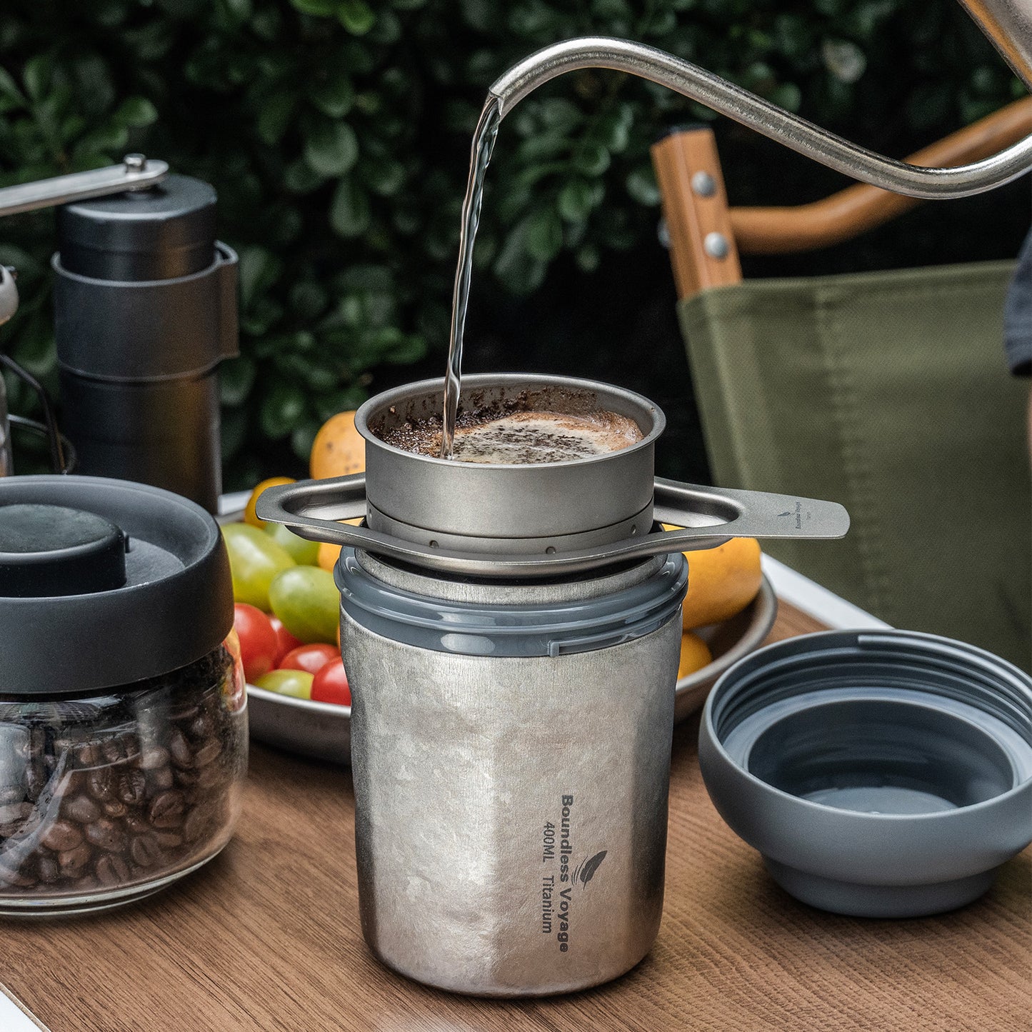 Boundless Voyage 400ml Titanium Vacuum Insulated Travel Mug | Ultralight Leak-Proof Thermos with Lid | Healthy Reusable Coffee Cup for Travel, Office & Camping