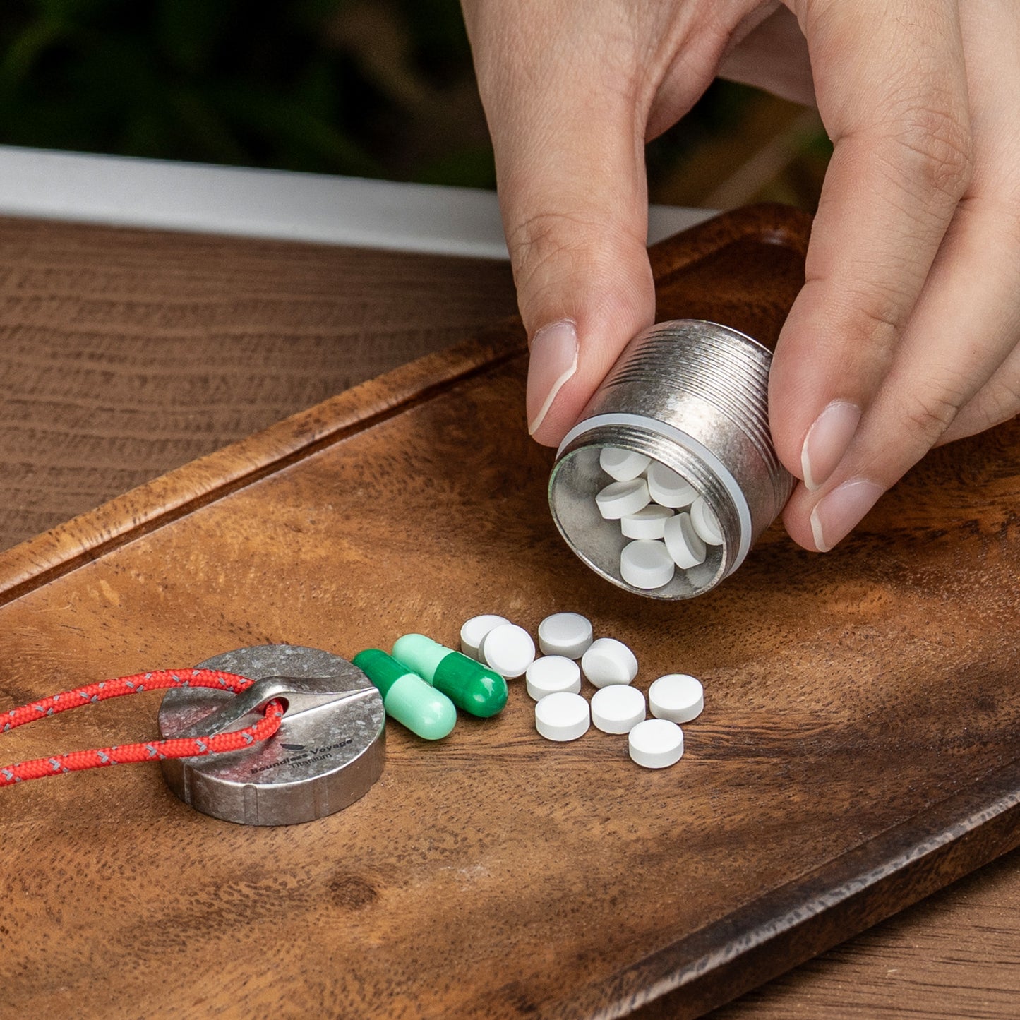 Boundless Voyage Titanium Pill Container – Waterproof Airtight Pill Box with Lanyard for Travel, EDC & Daily Use