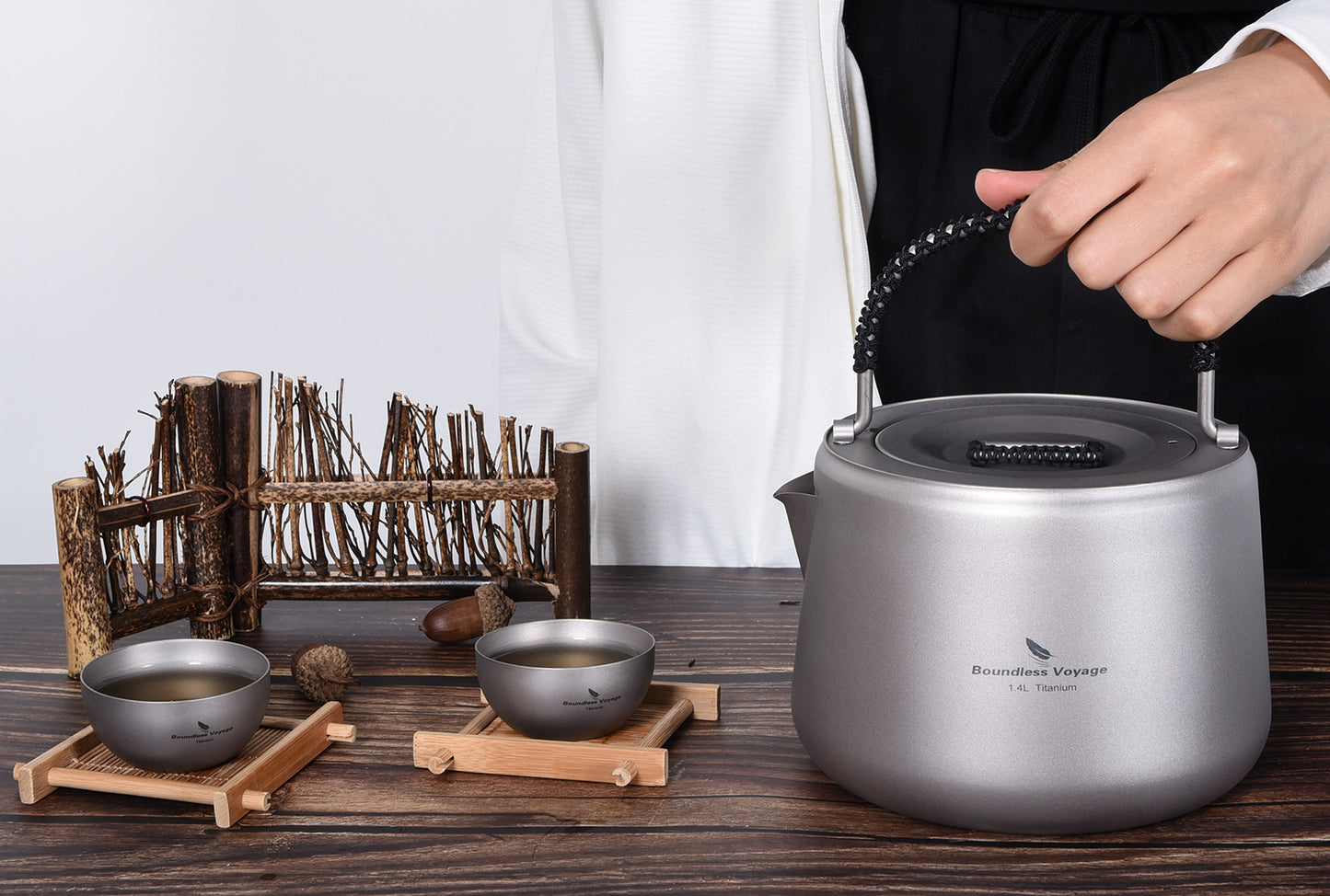 Boundless Voyage 1.4L Ultralight Titanium Kettle with Filter | Anti-Scald Handle & Lid | Perfect for Camping, Hiking, Tea & Coffee