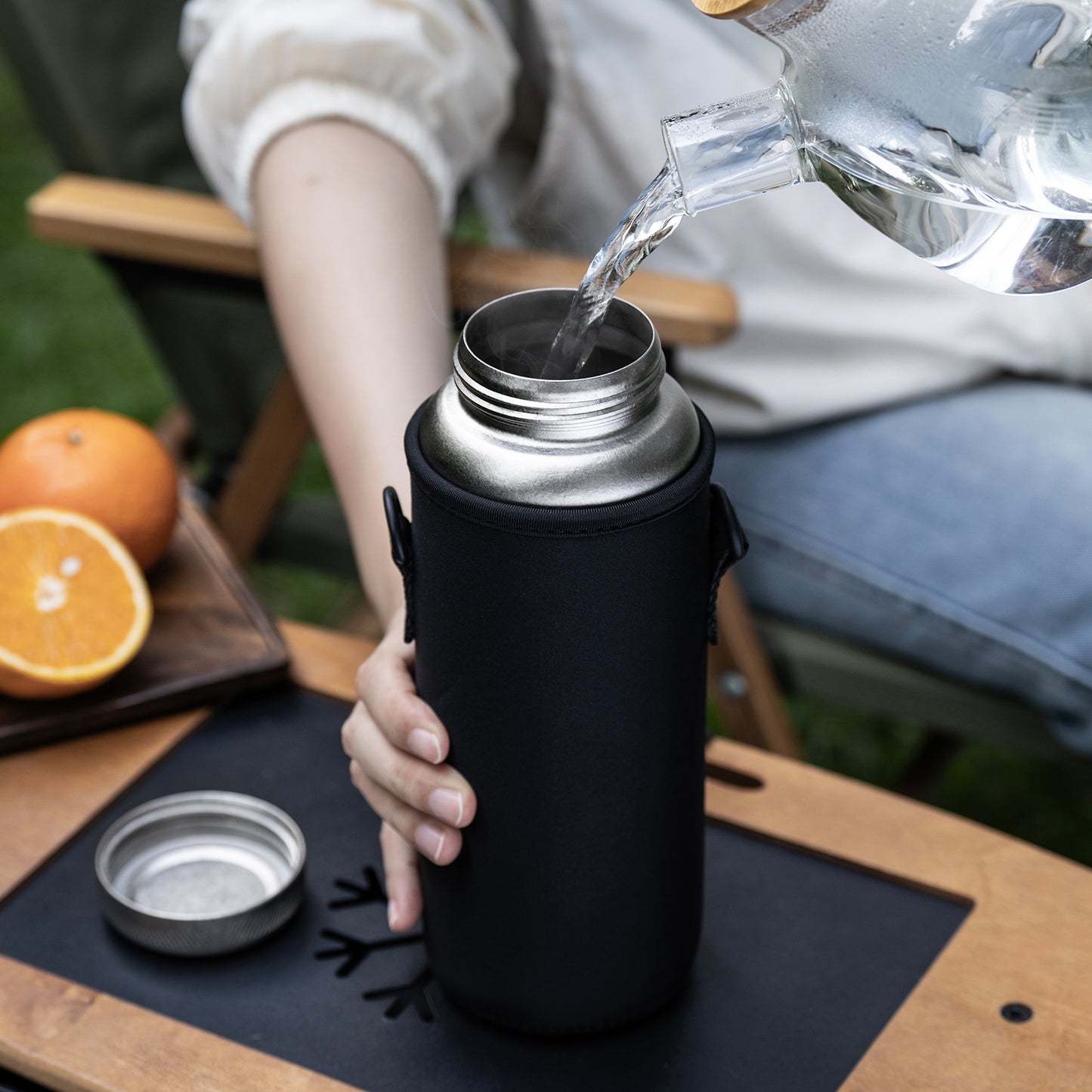 Boundless Voyage 950ml Titanium Water Bottle with Lids – TA1 Ultralight Wide Mouth Canteen for Hiking, Camping & Travel