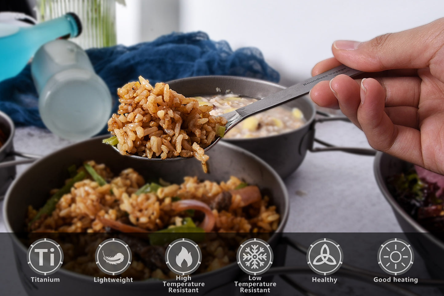 Boundless Voyage  Titanium Spoon with Bottle Opener – Ultralight Camping Cutlery & Portable Outdoor Tableware