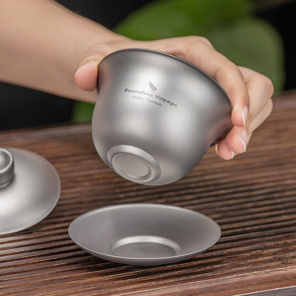 Boundless Voyage Titanium Double-Walled Teapot Chinese Traditional Three-talent Covered Bowl Triad Lid Bowl Kung Fu Gaiwan Anti-Scalding Tea Bowl Tea Set