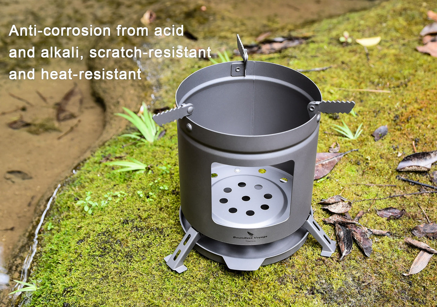 Boundless Voyage TA1 Titanium Wood Stove – Ultralight Folding Camping Stove with Pot Stand & Tripod for Outdoor Cooking & Backpacking