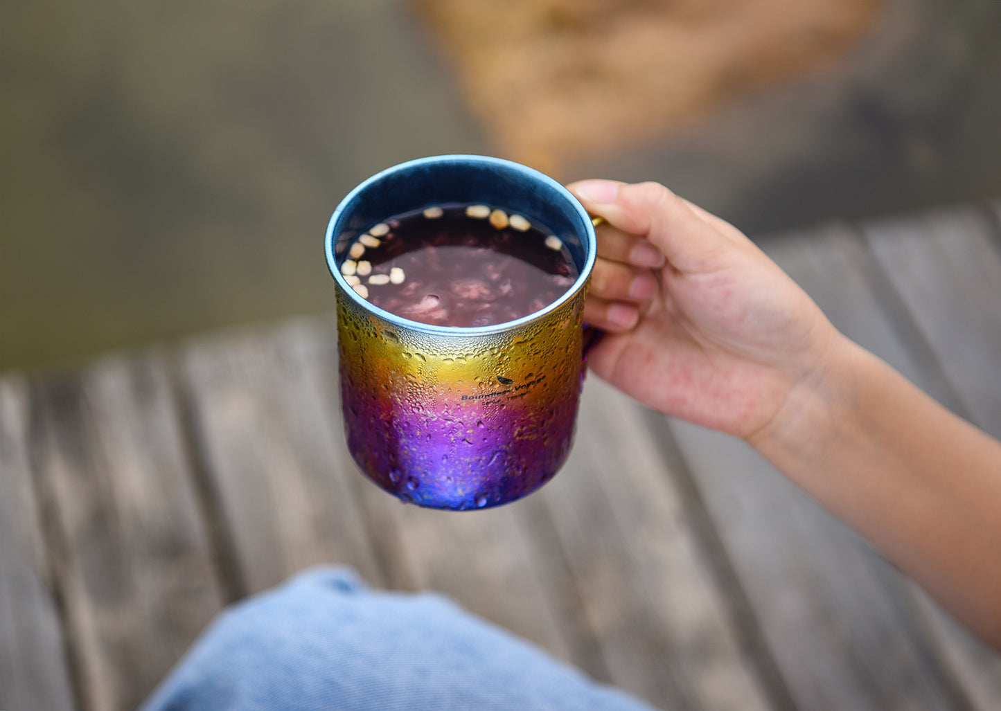 Boundless Voyage 450ml Titanium Colorful Camping Mug – Ultralight Foldable-Handle Cup for Water, Coffee & Tea Outdoors