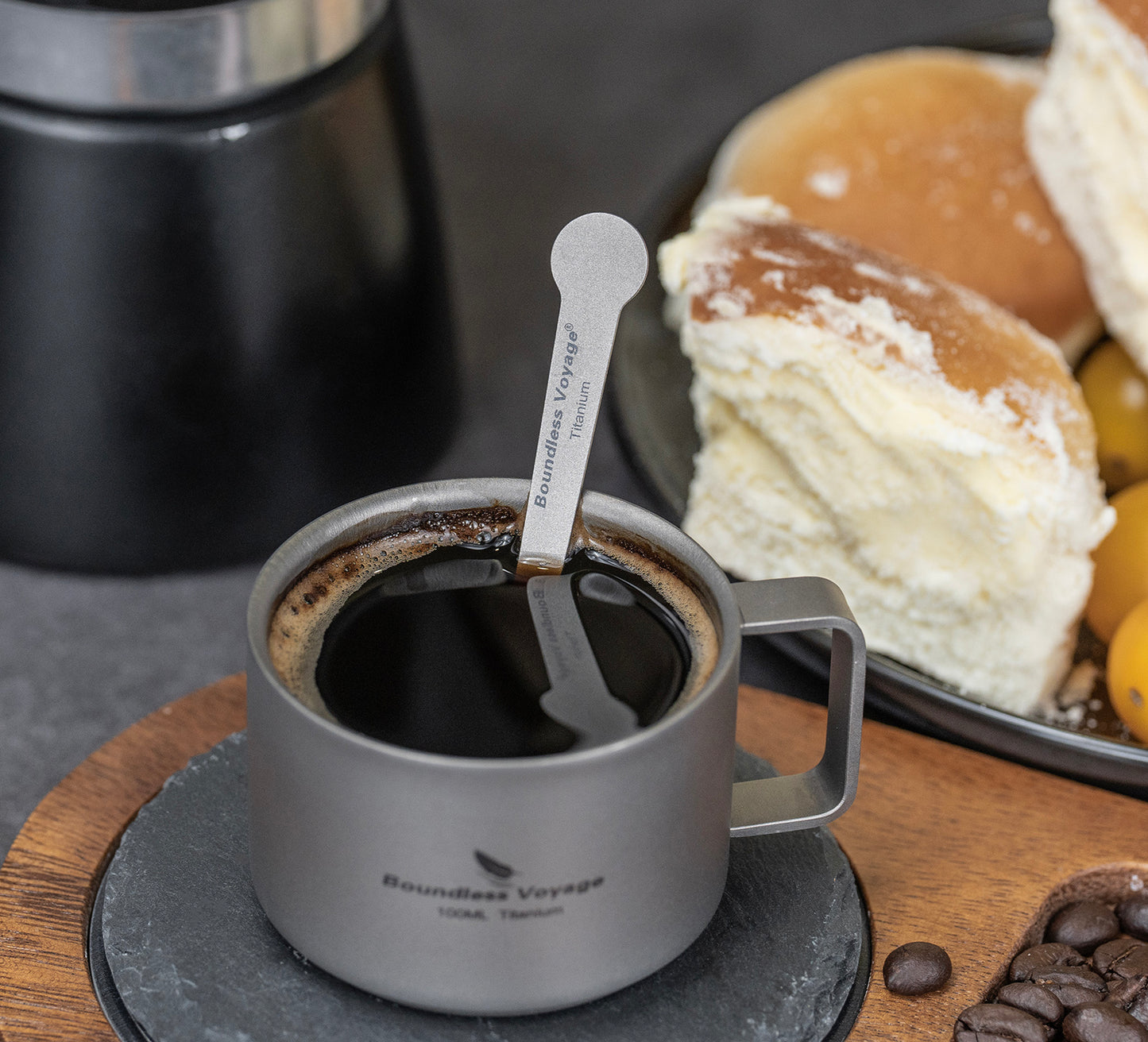 Boundless Voyage TA1 Titanium Mini Coffee Spoon – Ultralight Small Spoon for Dessert, Tea, Sugar & Jam | Perfect for Parties & Travel