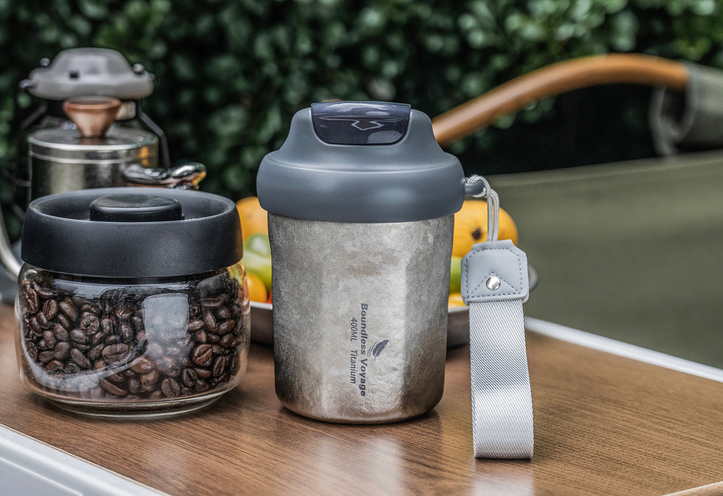 Boundless Voyage 400ml Titanium Vacuum Insulated Travel Mug | Ultralight Leak-Proof Thermos with Lid | Healthy Reusable Coffee Cup for Travel, Office & Camping