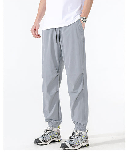 Unisex Summer Quick-Dry Joggers – Loose Fit, Long Pants for Outdoor Hiking & Casual Wear, Drawstring Cuffed Ankles