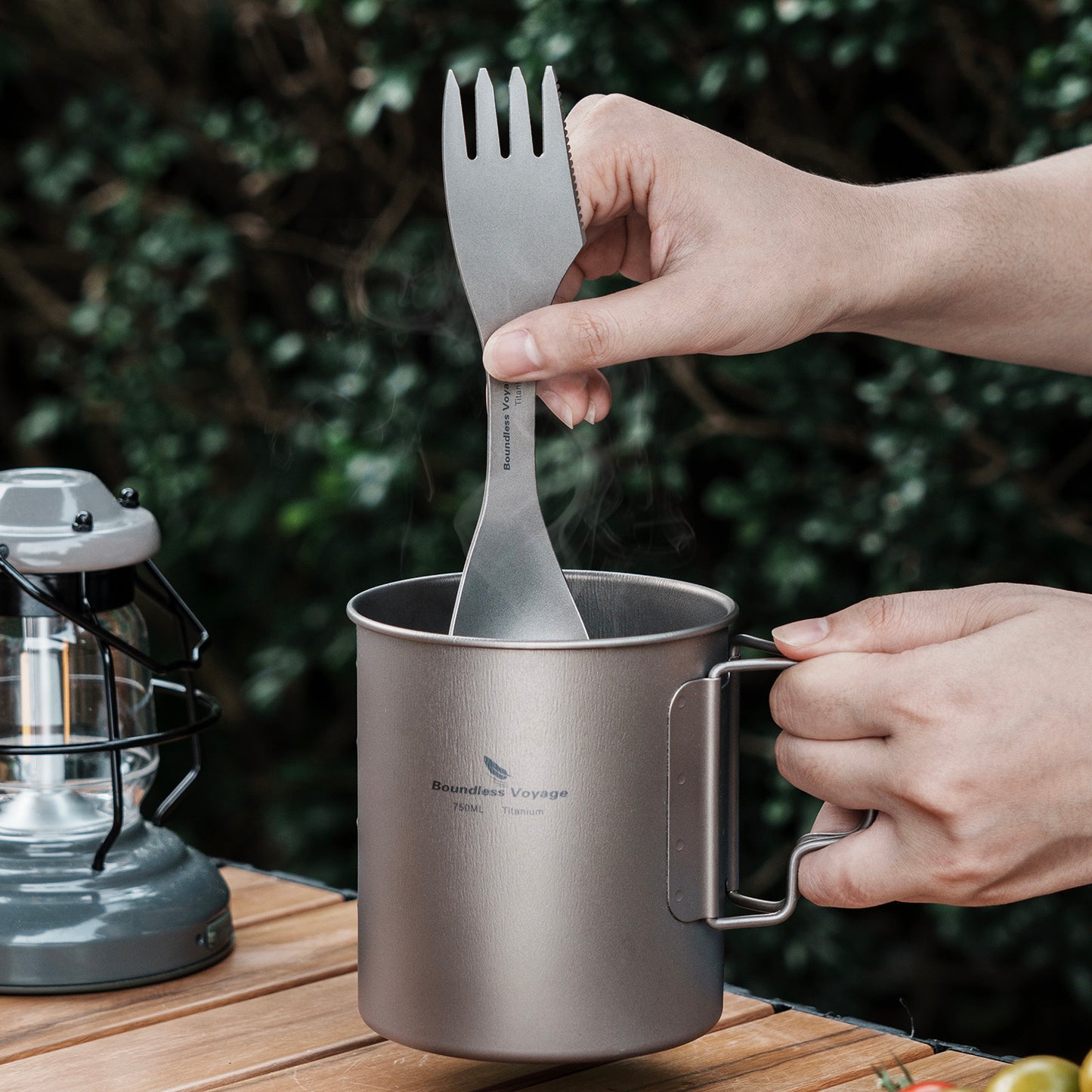 Boundless Voyage Titanium Spoon & Fork – Ultralight Spork-Style Camping Cutlery for Outdoor, Home & Kitchen Use