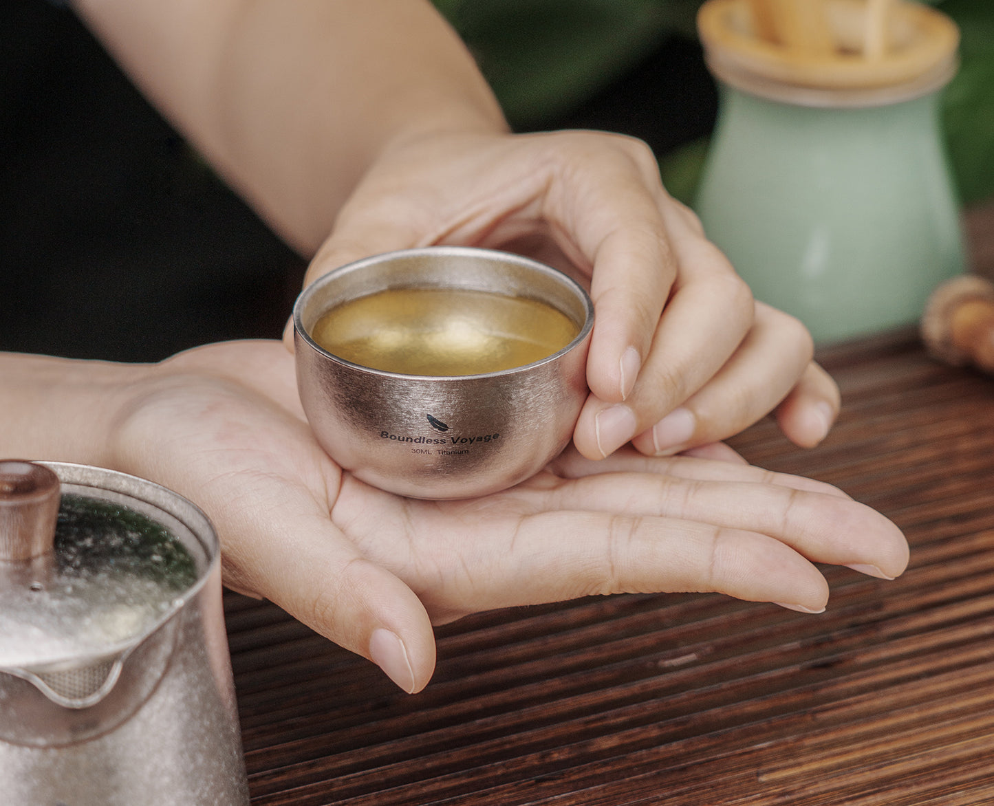 Boundless Voyage Titanium Double-Layer Tea Maker Cup Set | Portable Outdoor Tea Pot & Mug | Ultralight Camping Travel Tea Set