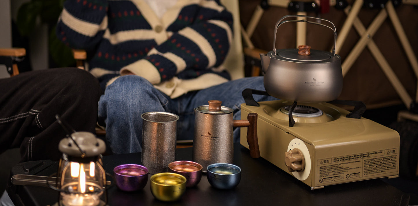 Boundless Voyage Titanium Kettle With Folding Handle Filter Outdoor Camping Teapot Coffee Jug Pot 800ml