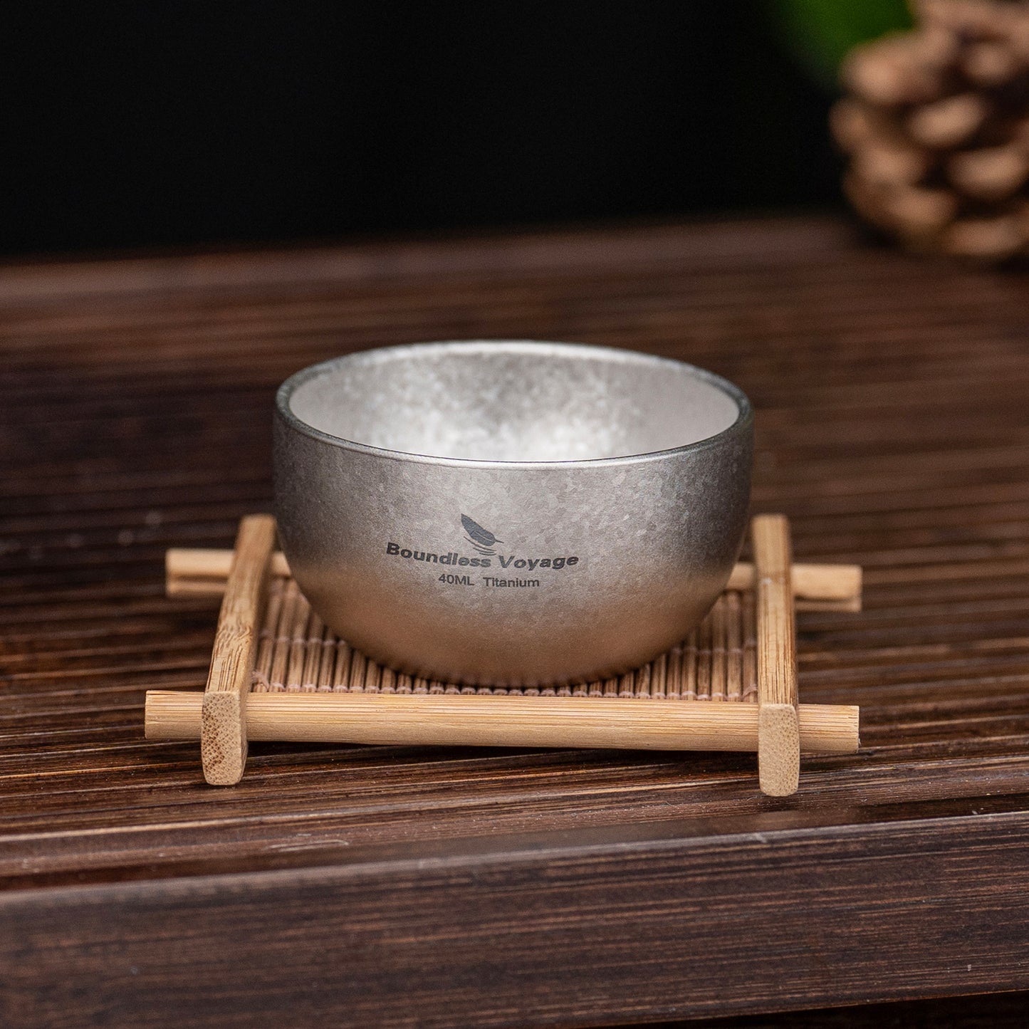 Boundless Voyage 40ml Titanium Double-Walled Sake Cup | 18g Ultralight Mini Tea & Coffee Mug | Anti-Scald Insulated Tasting Cup for Camping