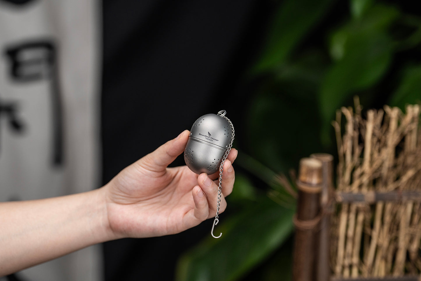 Boundless Voyage Titanium Tea Ball Infuser  Ultralight Tea Strainer with Extended Chain for Loose Tea  Spices