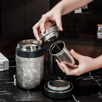 Boundless Voyage 700ml Titanium Double-Walled Cup Insulated Water Cup with Lid & Filter Portable Reusable Travel Coffee Mug for Hot and Cold Beverages