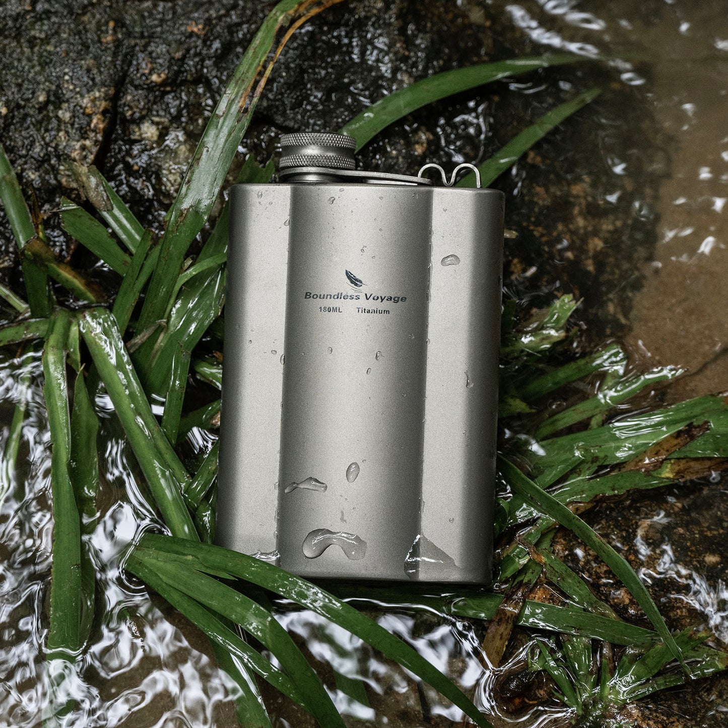 Boundless Voyage 180ml Titanium Hip Flask | Ultralight 6oz Pocket Whiskey Bottle | Leakproof & BPA-Free Liquor Flask for Camping, Hiking, Travel & Groomsmen Gifts