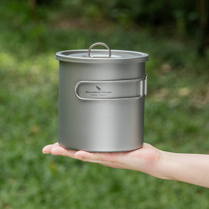 Boundless Voyage Titanium Camping Pot 1400ml Ultralight Backpacking Cookware with Folding Handle & Lid for Backpackers, Hikers & Outdoor Enthusiasts