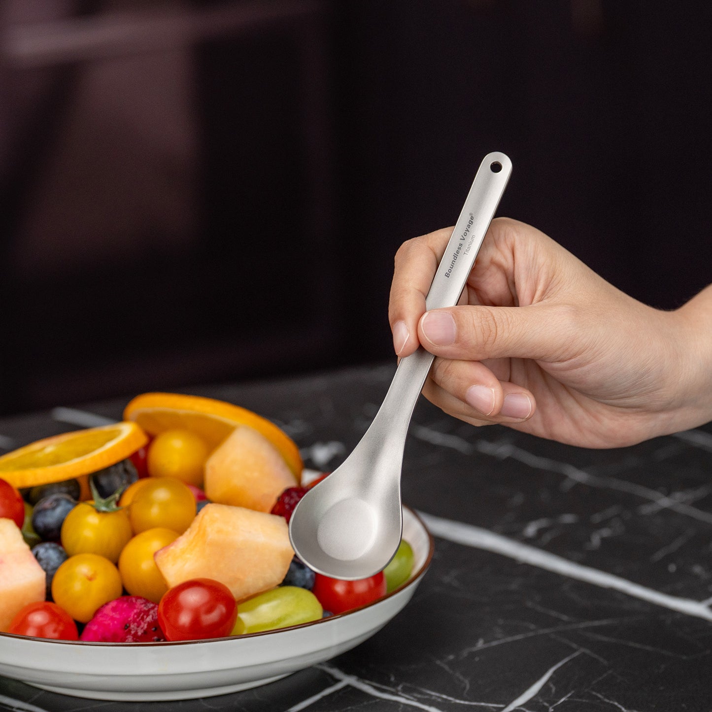 Boundless Voyage Titanium Spoon with Long Handle Outdoor Camping Ultralight Soup Spoon Cutlery Utensil