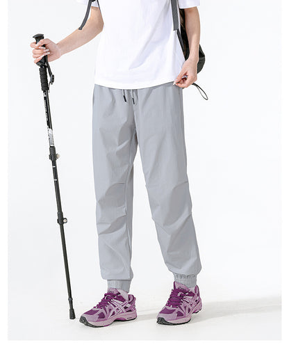 Unisex Summer Quick-Dry Joggers – Loose Fit, Long Pants for Outdoor Hiking & Casual Wear, Drawstring Cuffed Ankles