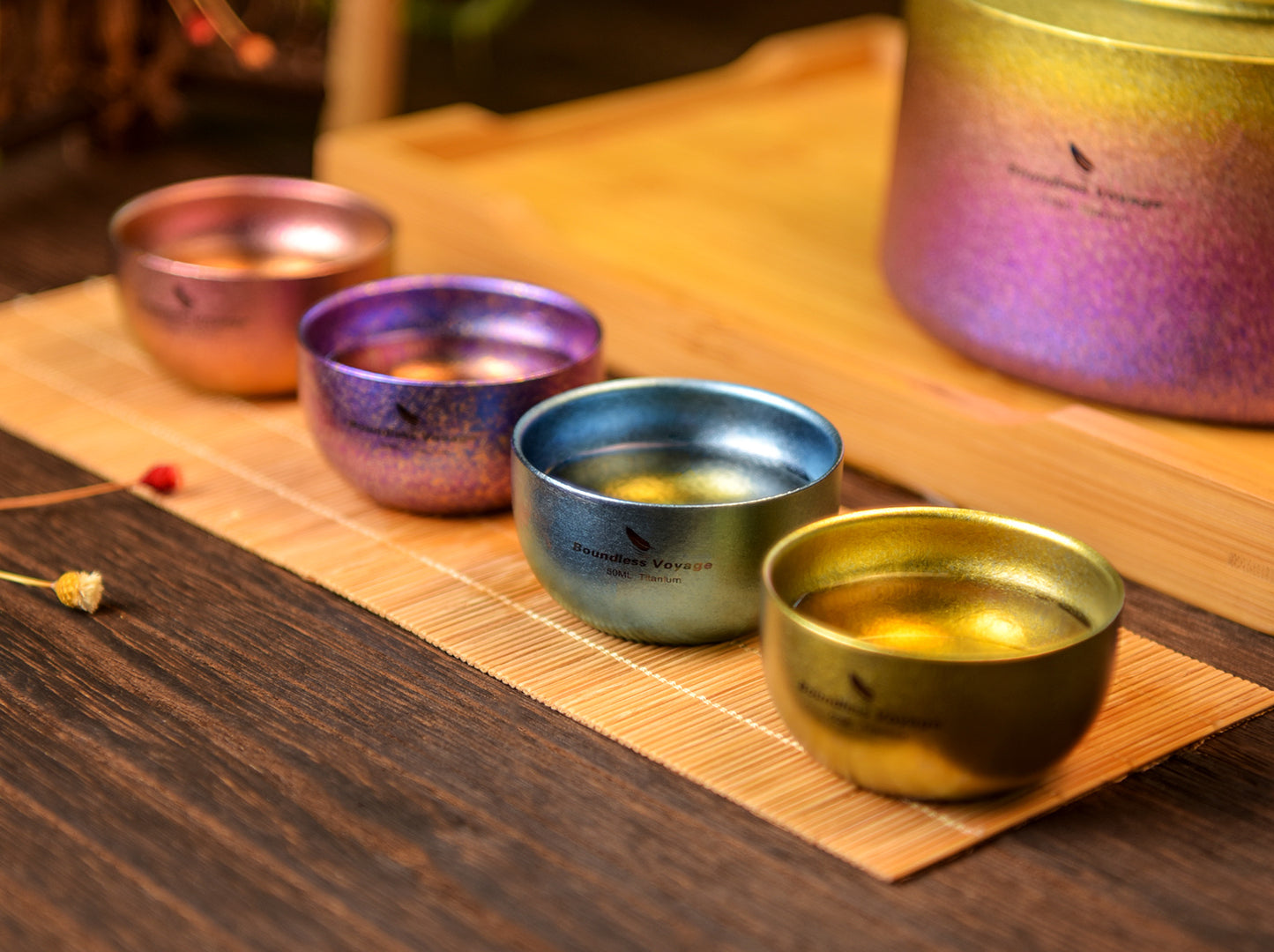 Boundless Voyage Titanium Double Layer Golden Cup Anti-scalding Colorful Teacup Wide Mouth Wine Tea Mug Drinkware