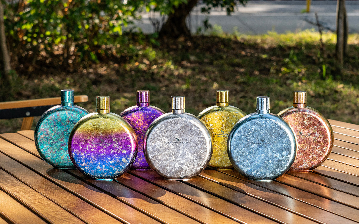 Boundless Voyage 180ml Crystallized Titanium Hip Flask | Luxury Ice-Texture Round Whiskey Bottle with Funnel | Ultralight & Non-Toxic Liquor Flagon for Gifting, EDC & Travel