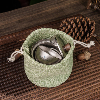 Boundless Voyage Titanium Double-Layer Tea Maker Cups Set Outdoor Camping Portable Tea Pot Tea Mug