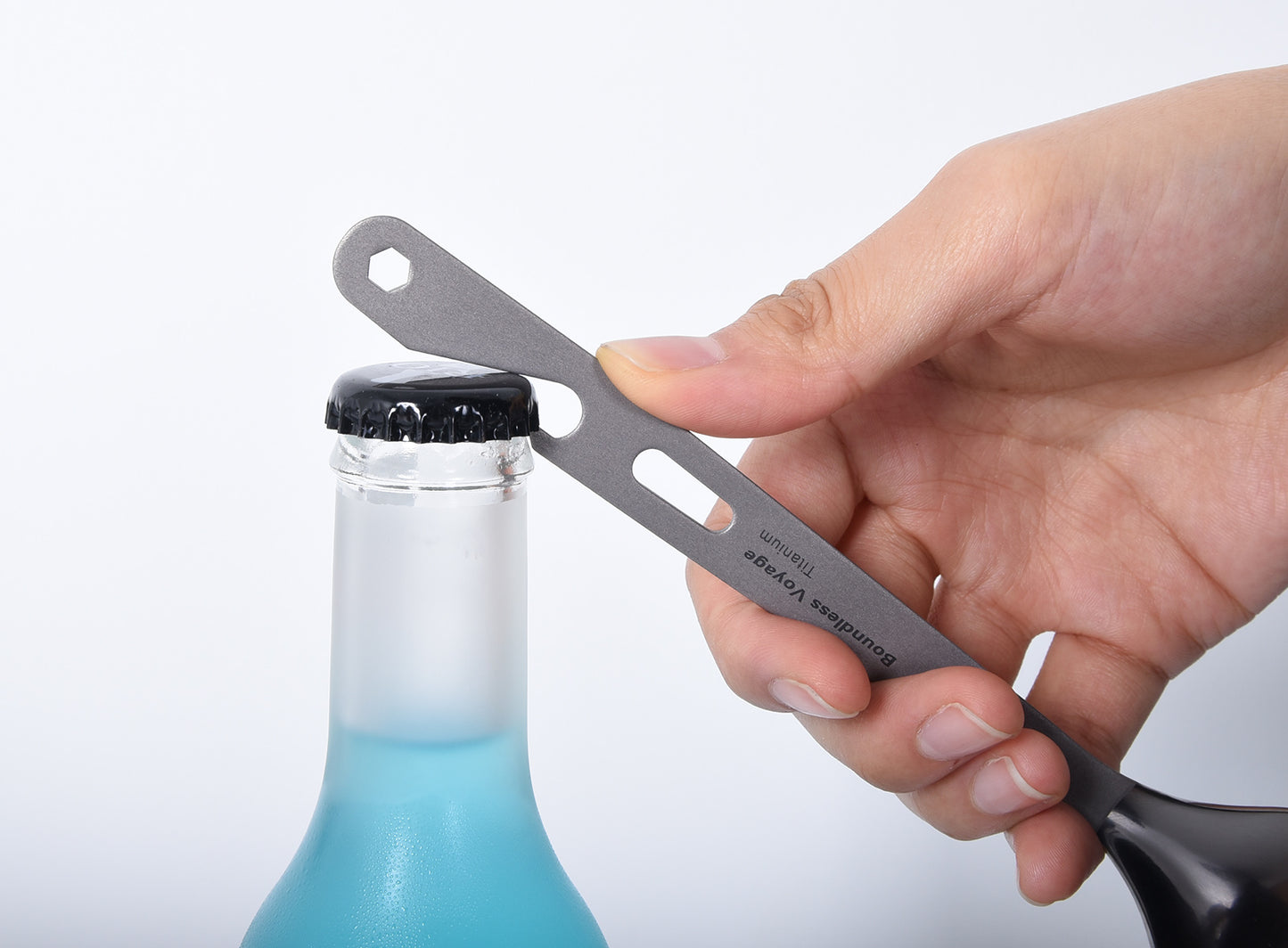 Boundless Voyage  Titanium Spoon with Bottle Opener – Ultralight Camping Cutlery & Portable Outdoor Tableware