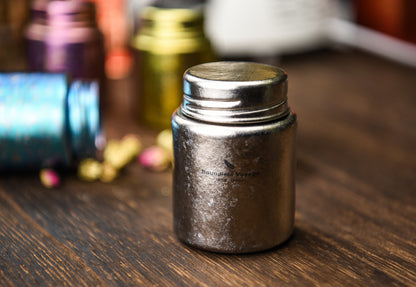 Boundless Voage Silver Titanium Tea Canister Mini Tea Canister Ultralight Portable Tin Can Tea Coffee Spice Canister Colored Ice Flower Craft Tin Storage Container