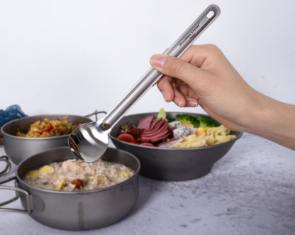 Boundless Voyage Titanium Long Handle Spoon Spork with Hook Outdoor Camping Ultralight  Straight Handle Polished Cutlery Tableware