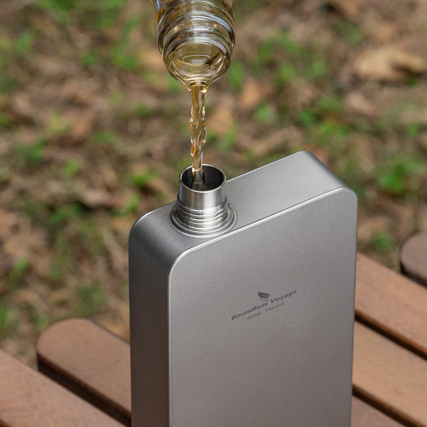 Boundless Voyage 400ml Titanium Flask with Funnel – Lightweight Leakproof Hip Flask for Camping, Travel & Everyday Carry