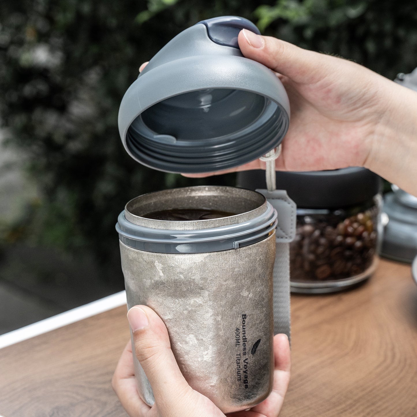 Boundless Voyage 400ml Titanium Vacuum Insulated Travel Mug | Ultralight Leak-Proof Thermos with Lid | Healthy Reusable Coffee Cup for Travel, Office & Camping