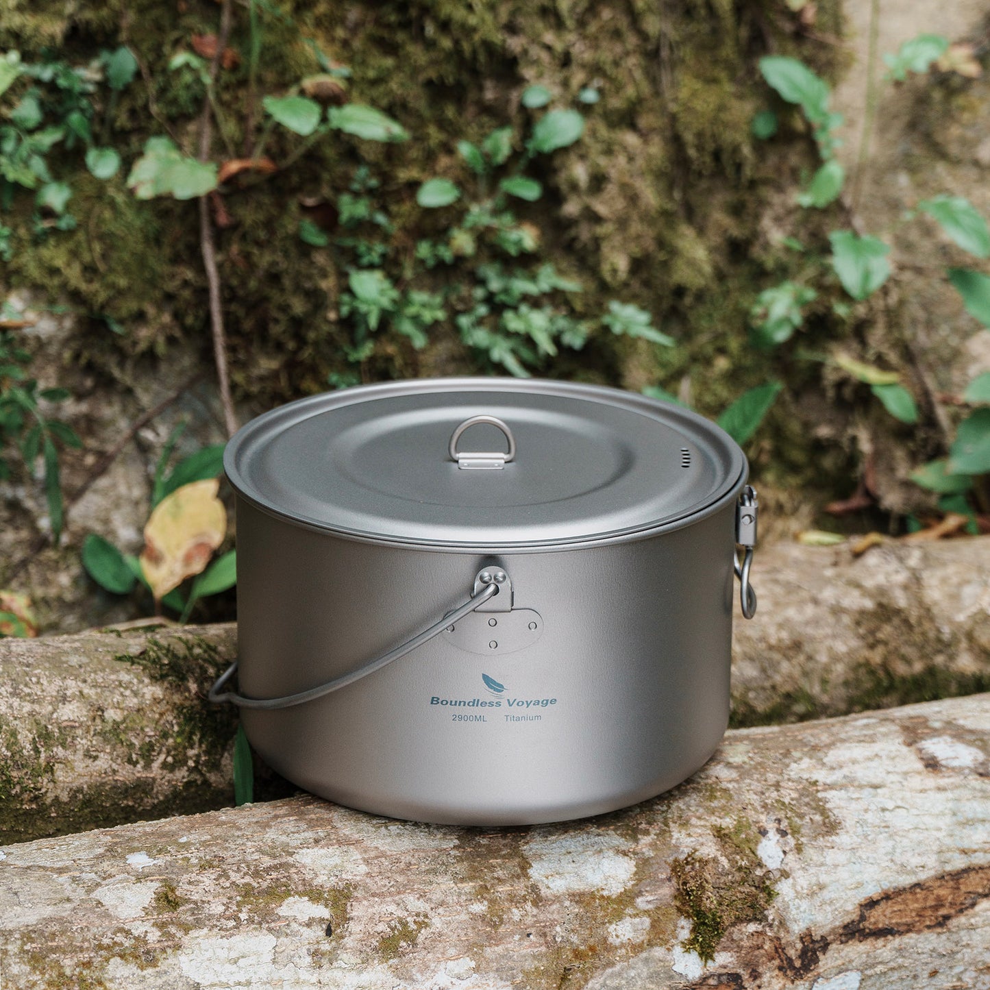 Boundless Voyage 2900ml TA1 Titanium Hanging Pot – Ultralight Large-Capacity Cooking Pot for Camping, Backpacking & Outdoor Bushcraft