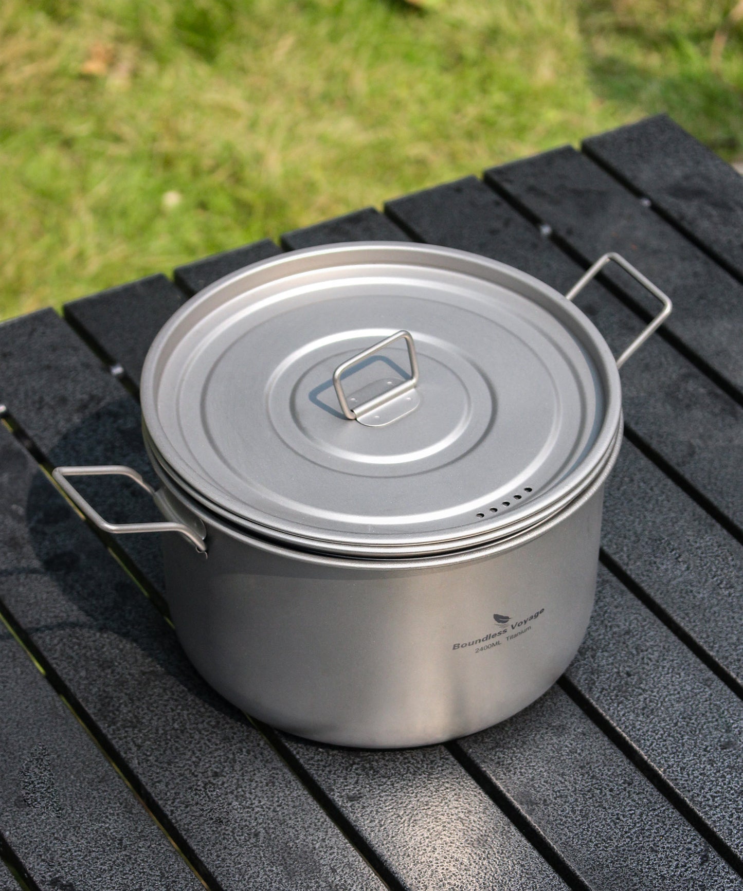 Boundless Voyage Lightweight 2400ml Titanium Pot Outdoor Portable Cooking Set hiking Backpacking Pot for Hiking Trekking Picnic Fishing Mountaineering