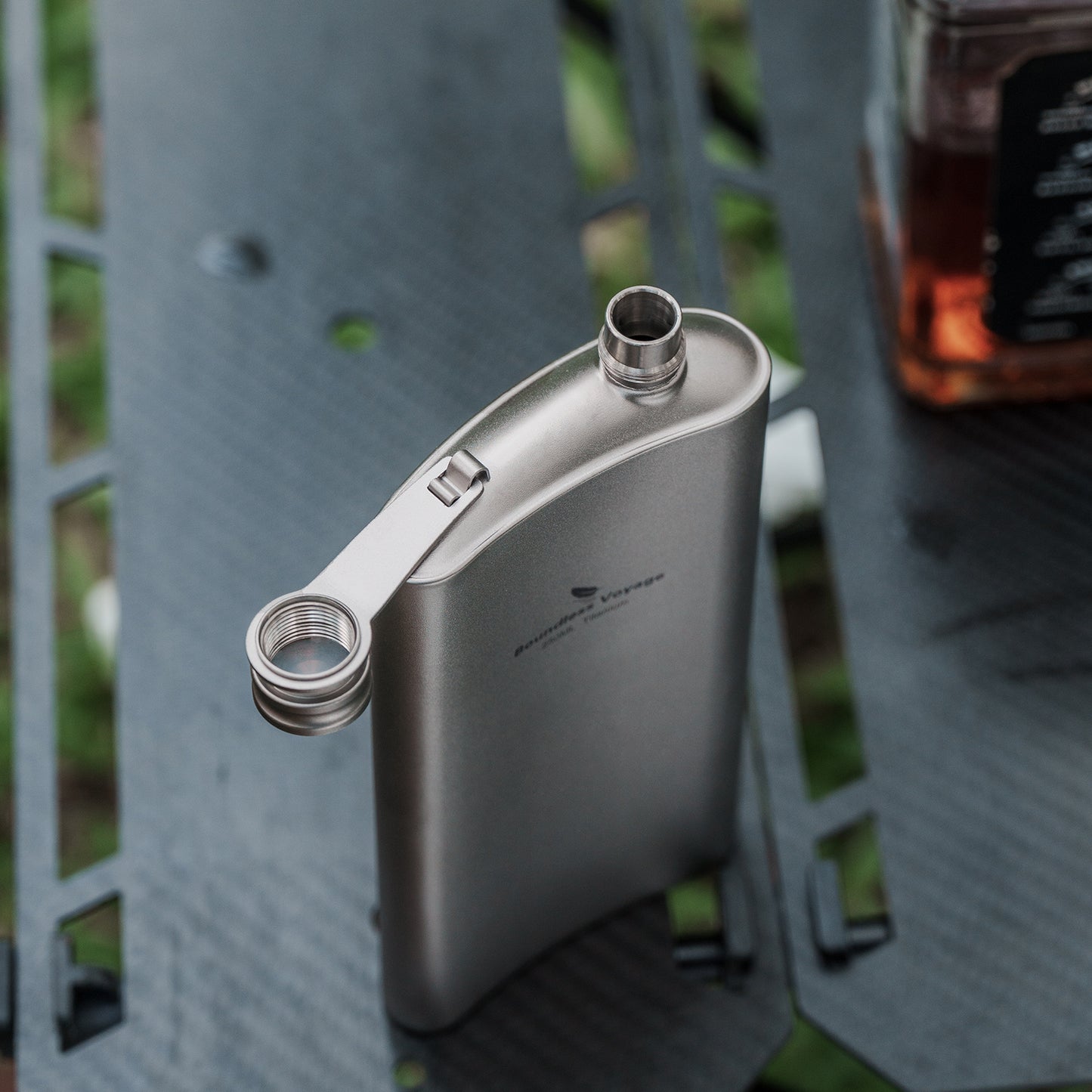 Boundless Voyage 250ml Titanium Hip Flask | Ultralight 8.5oz Pocket Whiskey Bottle | Leakproof & Non-Metallic Taste Liquor Flask for Camping, Hiking, EDC & Travel& Non-Metallic Taste Liquor Flask for Camping, Hiking & Travel Gift Set