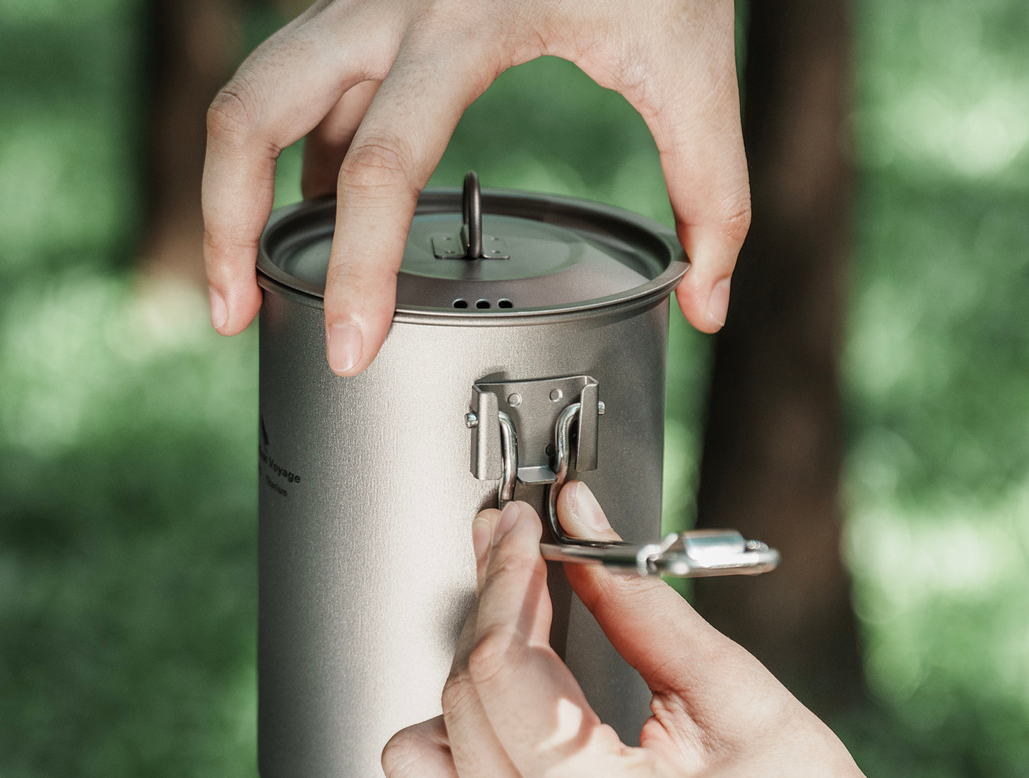 Boundless Voyage Outdoor Camping Titanium Pot Bowl Cup with Lid Folding Handle Hiking Picnic Water Rice Food 900ml