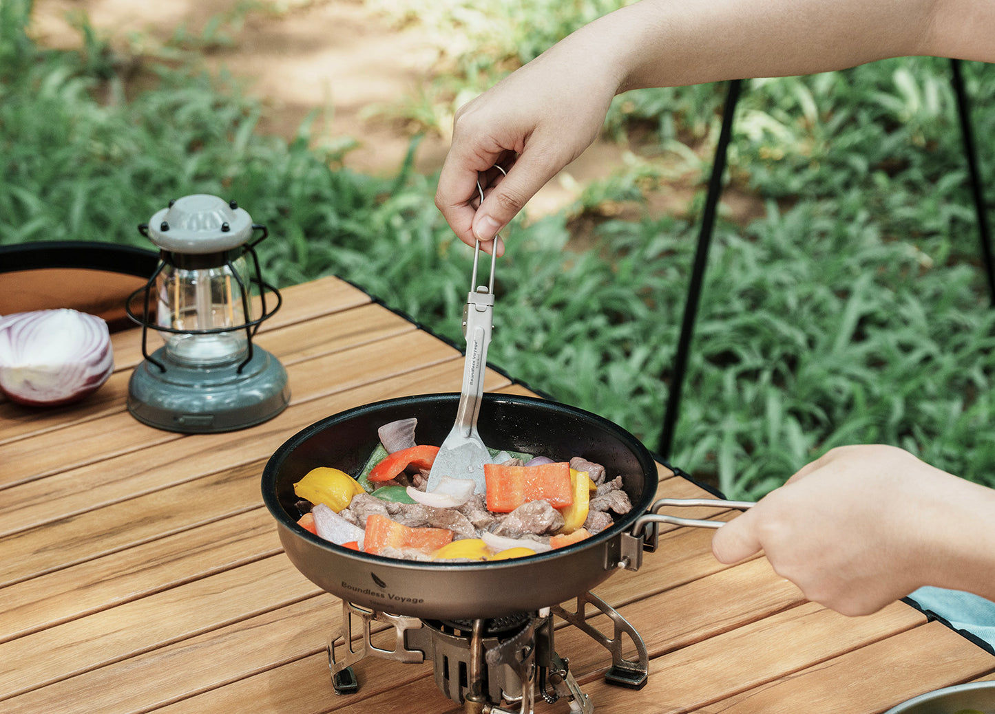 Boundless Voyage Titanium Folding Cooking Spatula – Ultralight Beefsteak Frying Shovel for Outdoor & Home Kitchen Use