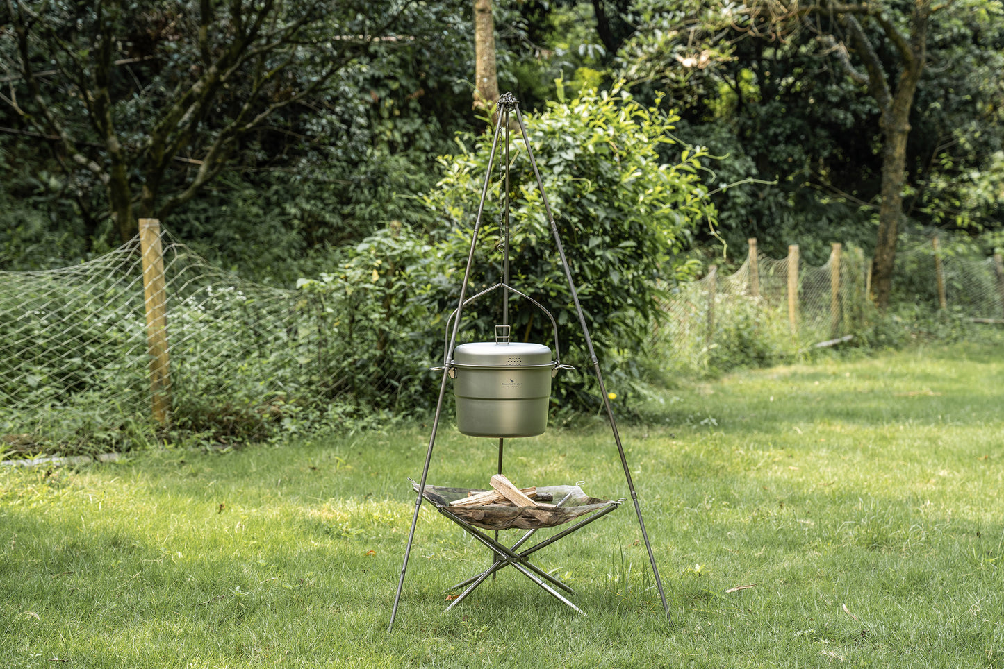 Boundless Voyage 3.8L Titanium Hanging Pot with Steamer Rack – Ultralight Campfire Cooking Stockpot Set, Large Capacity Outdoor Cookware for Camping, Hiking & Group Cooking