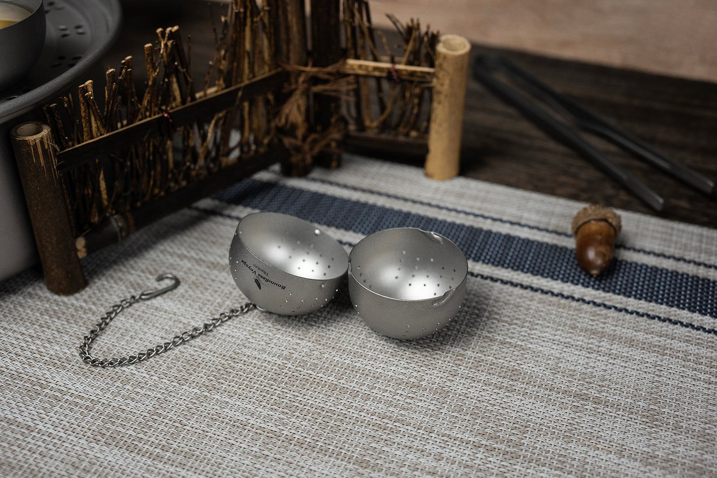Boundless Voyage Titanium Tea Ball Infuser – Lightweight Loose Leaf Tea Strainer with Extended Chain, Fine Mesh Tea Filter for Mug, Teapot & Spices