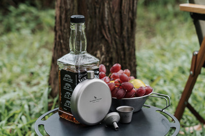 Boundless Voyage Camping Titanium Hip Flask Portable Round Wine Bottle With Funnel Whiskey Alcohol Drink ware Accessories