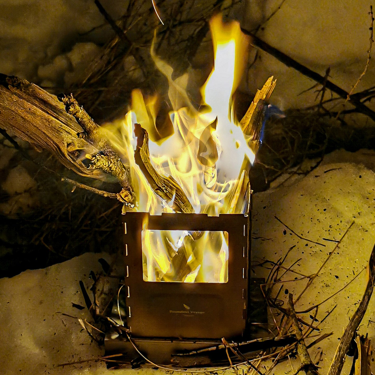 Boundless Voyage Titanium Folding Wood Stove – Ultralight Camping Charcoal Burner with Pot Stand