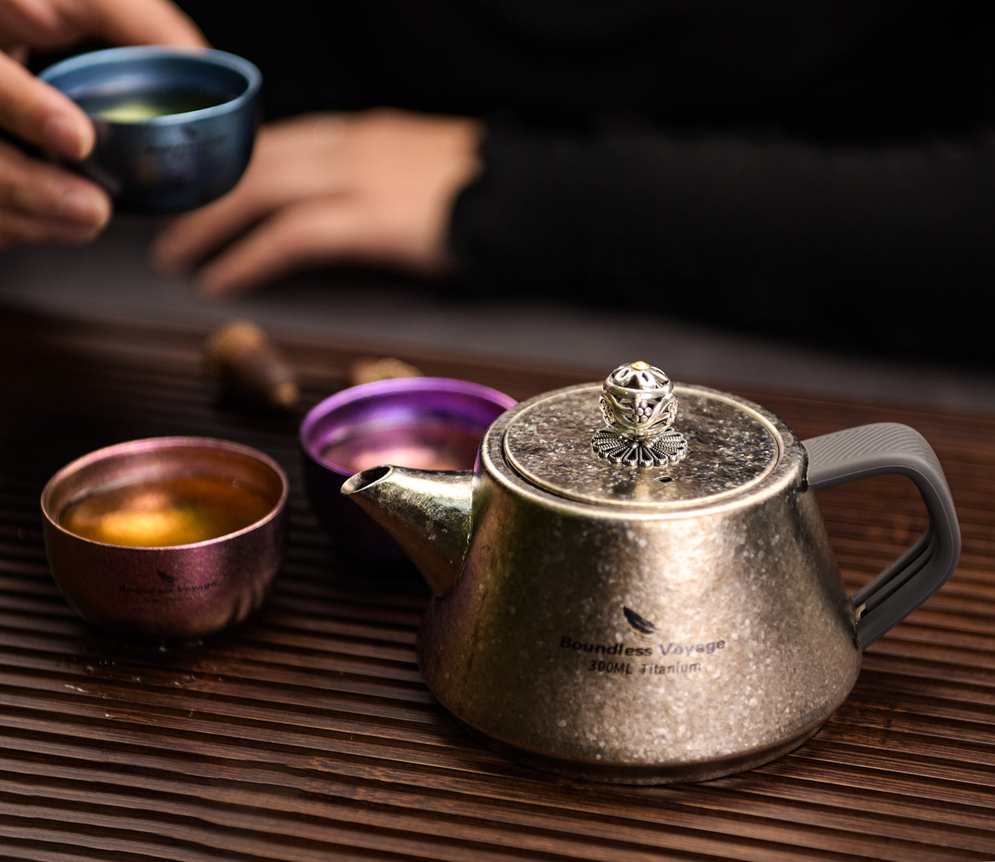 Boundless Voyage 300ml Ultralight Titanium Teapot | 114g Portable Side-Handle Tea Kettle with Filter Mesh | Camping, Hiking & Daily Use