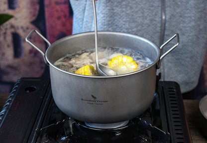 Boundless Voyage Multifunctional Titanium Steamer Soup Pot Frying Pan Set with Lid Outdoor Camping Wok Tea Tray Saucepan Mess Kit