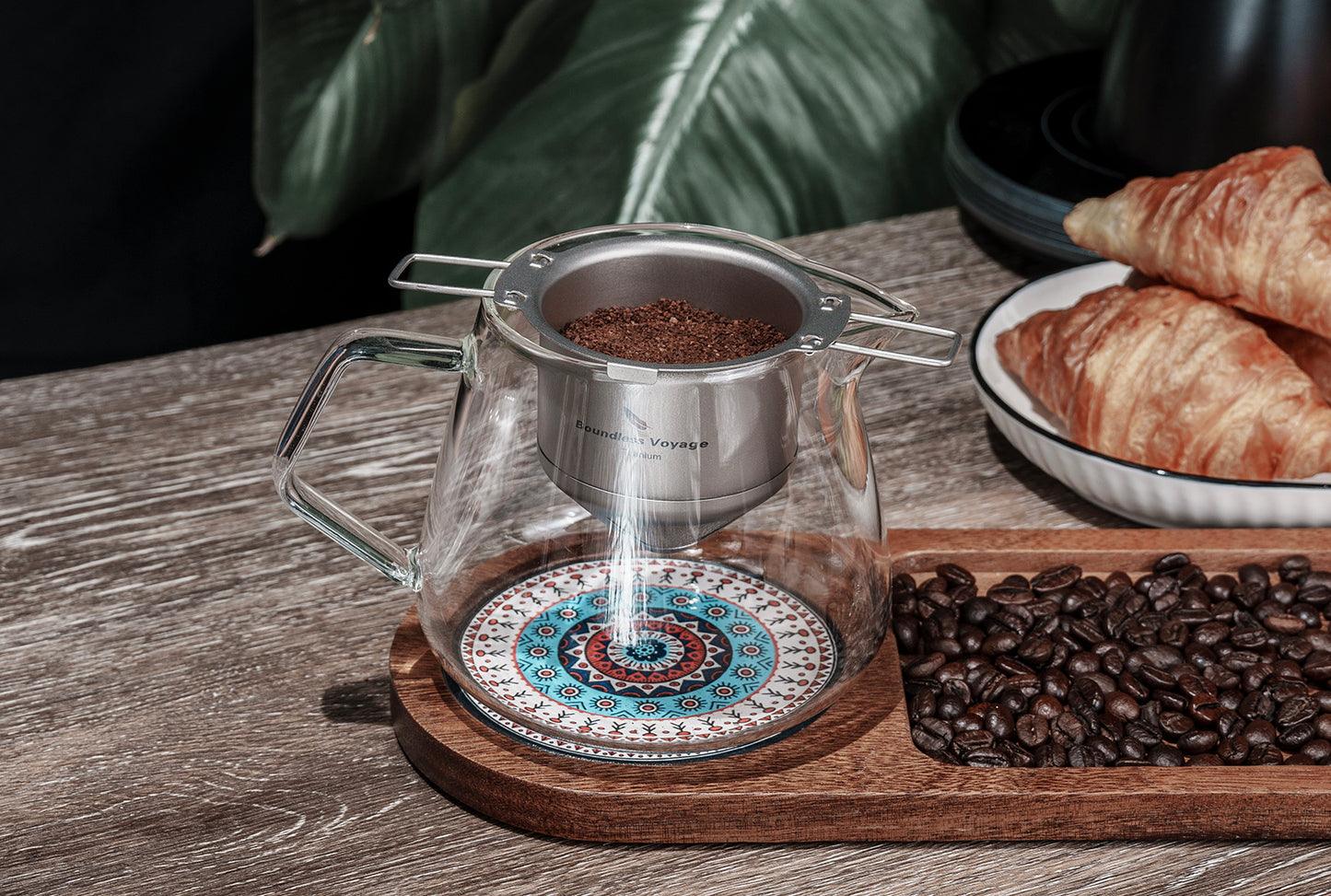 Boundless Voyage Titanium Pour Over Coffee Drip Filter – Ultralight Folding Reusable Filter for Mugs (6.5–12.5 cm)