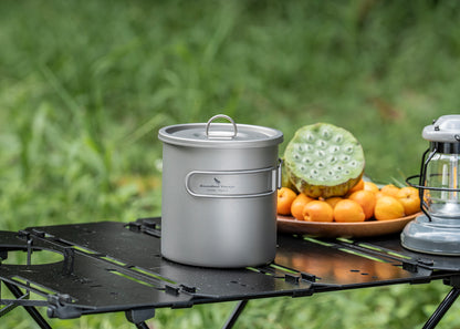 Boundless Voyage Titanium Camping Pot 1400ml Ultralight Backpacking Cookware with Folding Handle & Lid for Backpackers, Hikers & Outdoor Enthusiasts