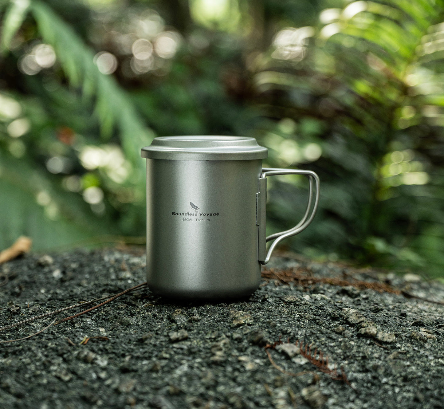 Boundless Voyage 450ml Titanium Cup with Filter Folding Handles Outdoor Camping Ti Tea Coffee Mug 15.2 fl oz Portable Lightweight Tea Maker Can Be Heated