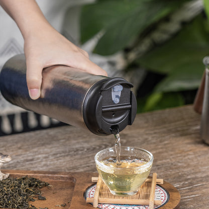 Boundless Voyage Titanium French Press Coffee Tumbler Thermos with Lid Double-Walled Insulated Water Bottle Mug 450ml