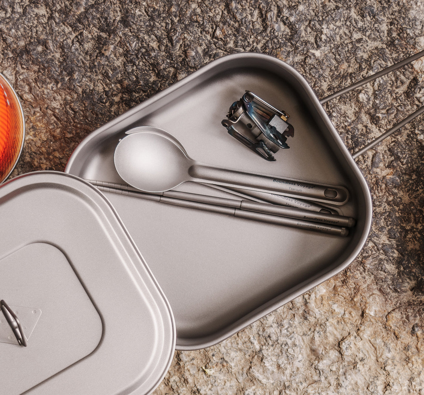 Boundless Voyage Outdoor Titanium Military Mess Tin with Lid & Folding Handle – 1000ml | Ultralight Camping Bushcraft Cookware, Lunch Box, Bowl & Pan