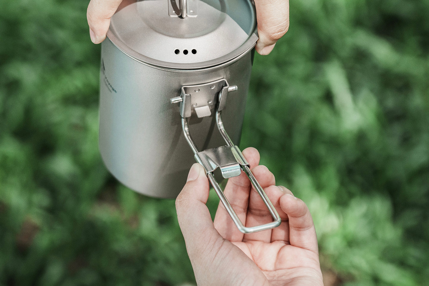 Boundless Voyage Outdoor Camping Titanium Pot Bowl Cup with Lid Folding Handle Hiking Picnic Water Rice Food 900ml