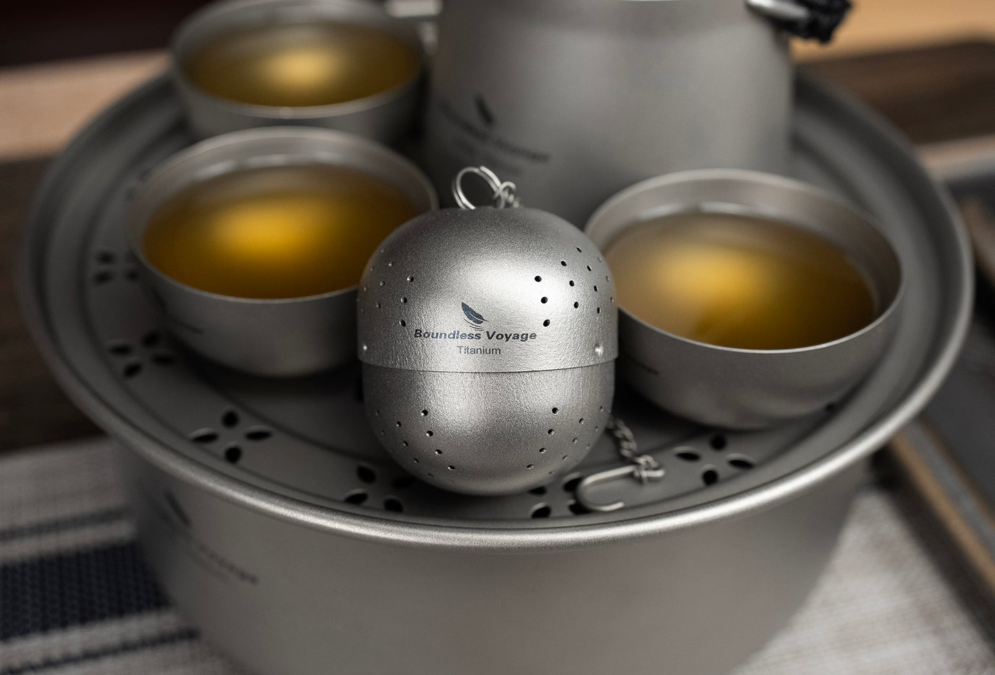 Boundless Voyage Titanium Tea Ball Infuser – Lightweight Loose Leaf Tea Strainer with Extended Chain, Fine Mesh Tea Filter for Mug, Teapot & Spices