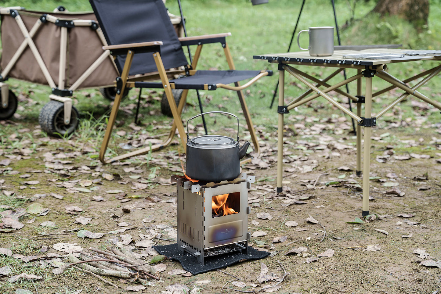 Boundless Voyage Titanium Wood Stove Ultralight Camping Charcoal Burner for Backpacking Hiking & Outdoor Cooking