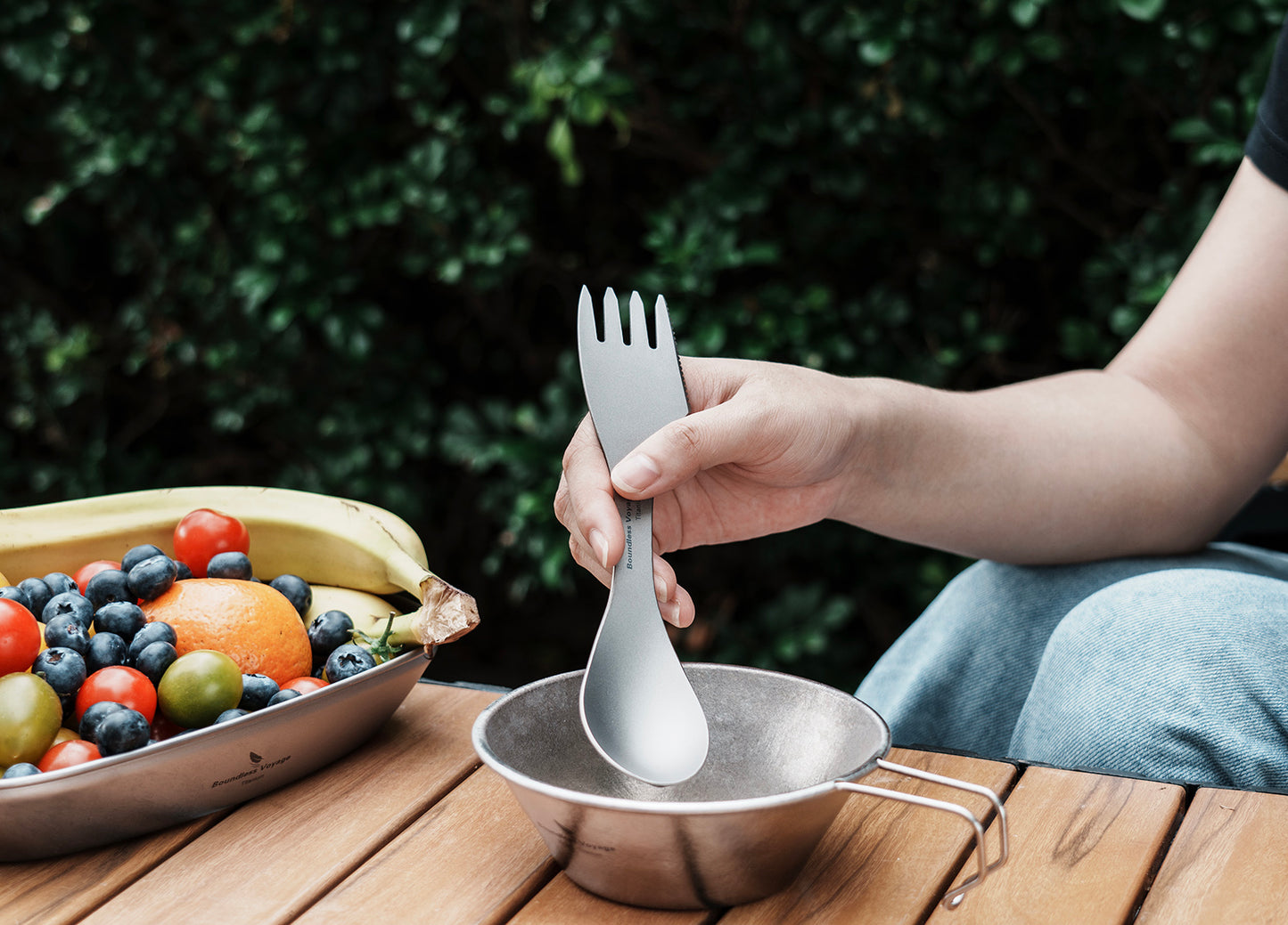 Boundless Voyage Titanium Spoon & Fork – Ultralight Spork-Style Camping Cutlery for Outdoor, Home & Kitchen Use
